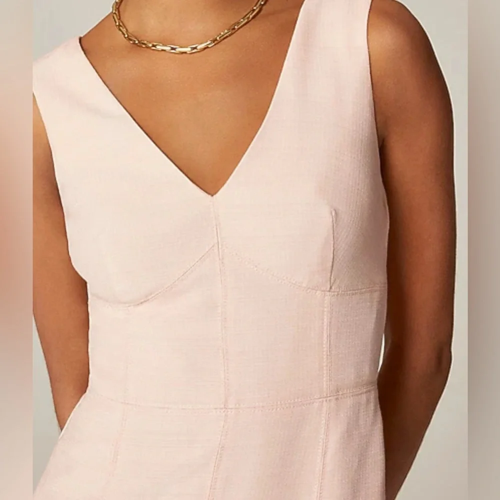 J. Crew Seamed Sheath Dress Pale Pink Pencil Fit | V-Neck | Sz. 16 | NEW $248 - Picture 4 of 7